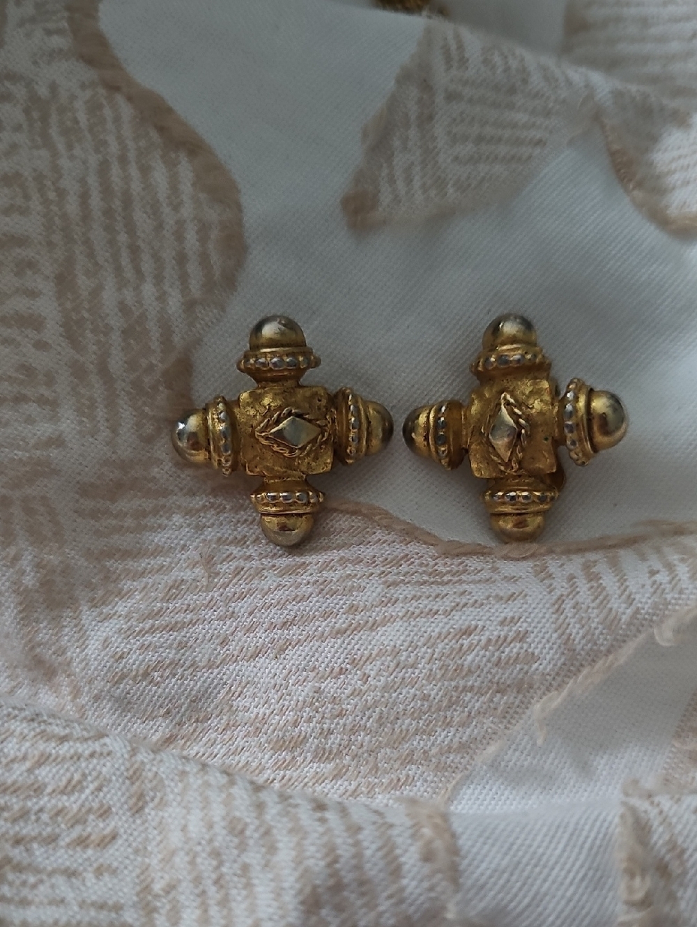 90s Vintage Gold Tone 'Prevost' Clip-On Earrings